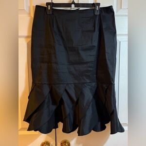 Sophisticated Black Ruffled Pencil Skirt